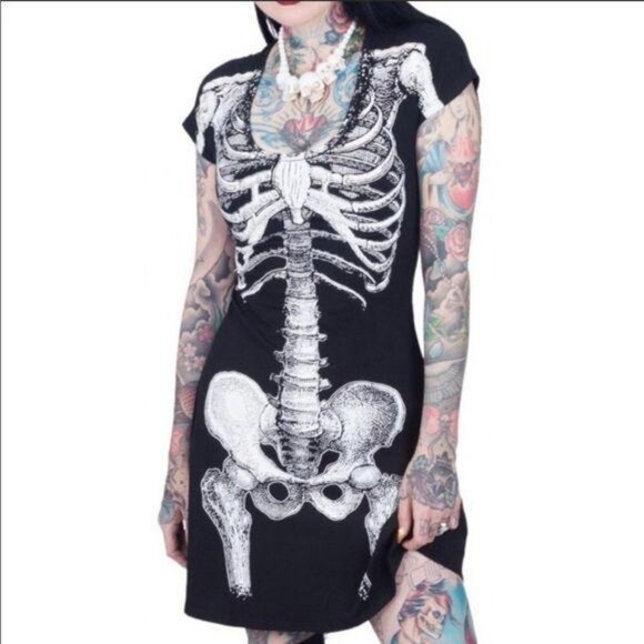 Skeleton Mini Dress, S NWOT - Picture 2 of 7